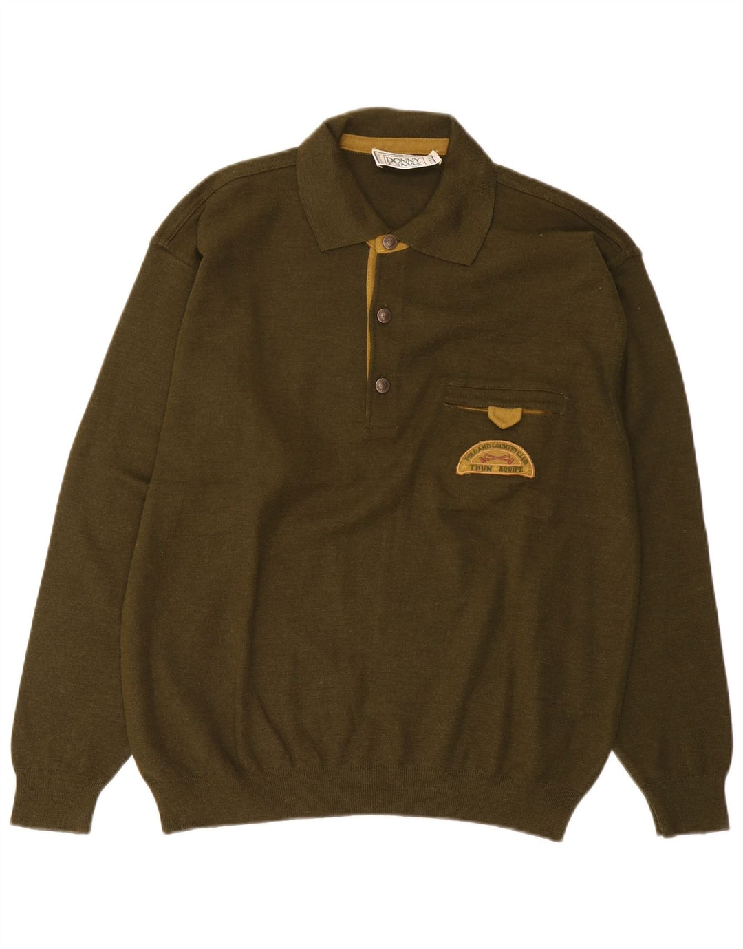 Donny & Max Pull à col polo pour homme en laine verte