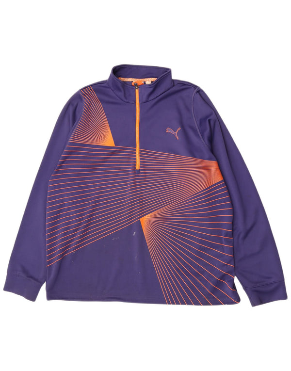 Puma Haut de survêtement à col zippé pour homme 2XL Violet rayé Polyester Sports