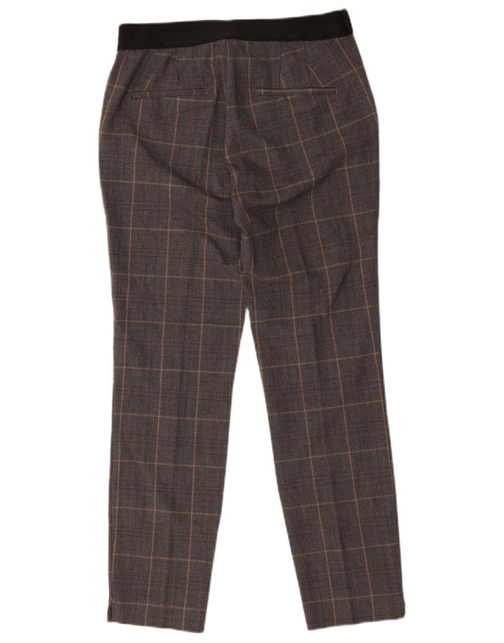 Zara Pantalon Chino Slim Femme Moyen W28 L26 Gris Carreaux Polyester
