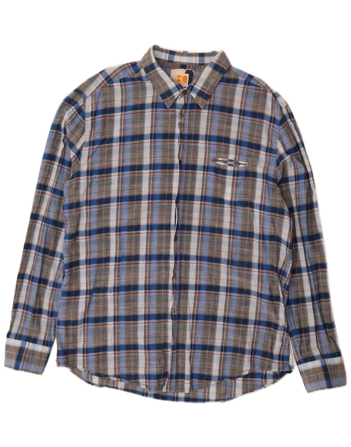 Hugo Boss Chemise Homme 3XL Bleu Carreaux Coton