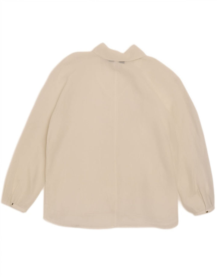 Zara Haut transparent à manches longues et cravate sur le devant pour femme UK 16 Large Blanc