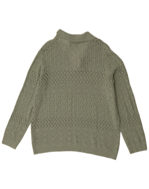 Fat Face Pull surdimensionné à col polo pour femme UK 16 Large Vert