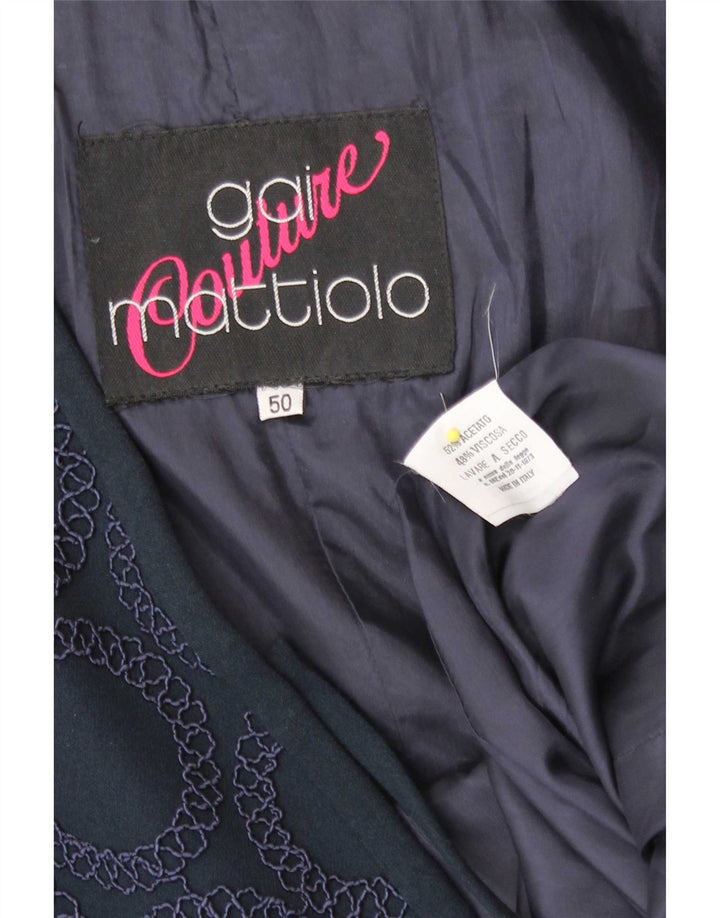 Gai Mattiolo Veste blazer à nouer sur le devant pour femme IT 50 XL Bleu marine géométrique