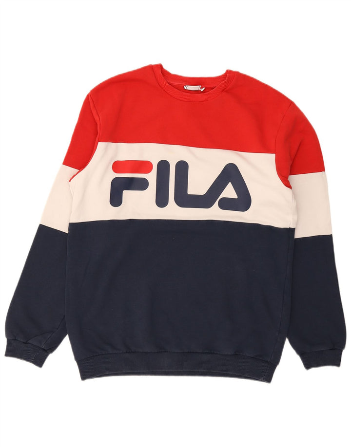 Fila Homme Graphic Sweatshirt Jumper Medium Multicolore Colourblock Coton