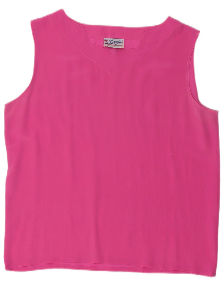 Douglas Chemisier sans manches pour femme UK 44 en soie rose moyen