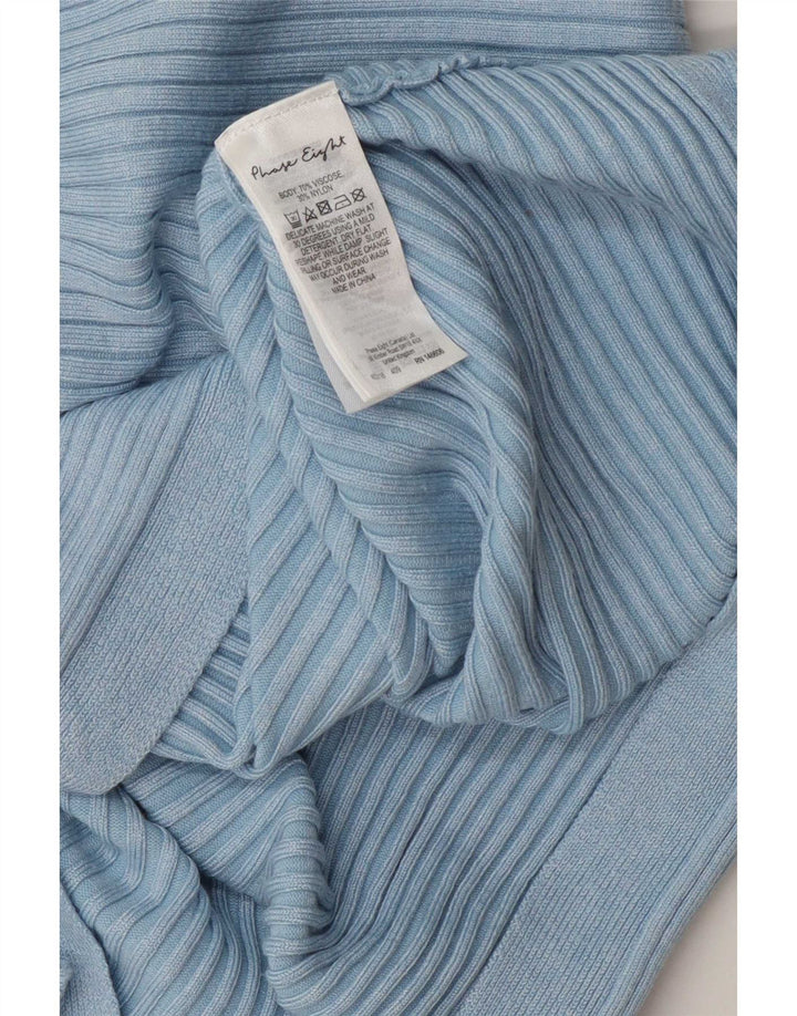 Phase Eight Haut Régulier Femme Manches 3/4 UK 14 Grande Viscose Rayée Bleue
