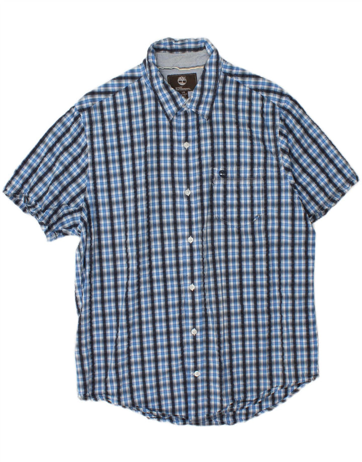 TIMBERLAND Chemise à manches courtes pour homme en coton à carreaux bleus