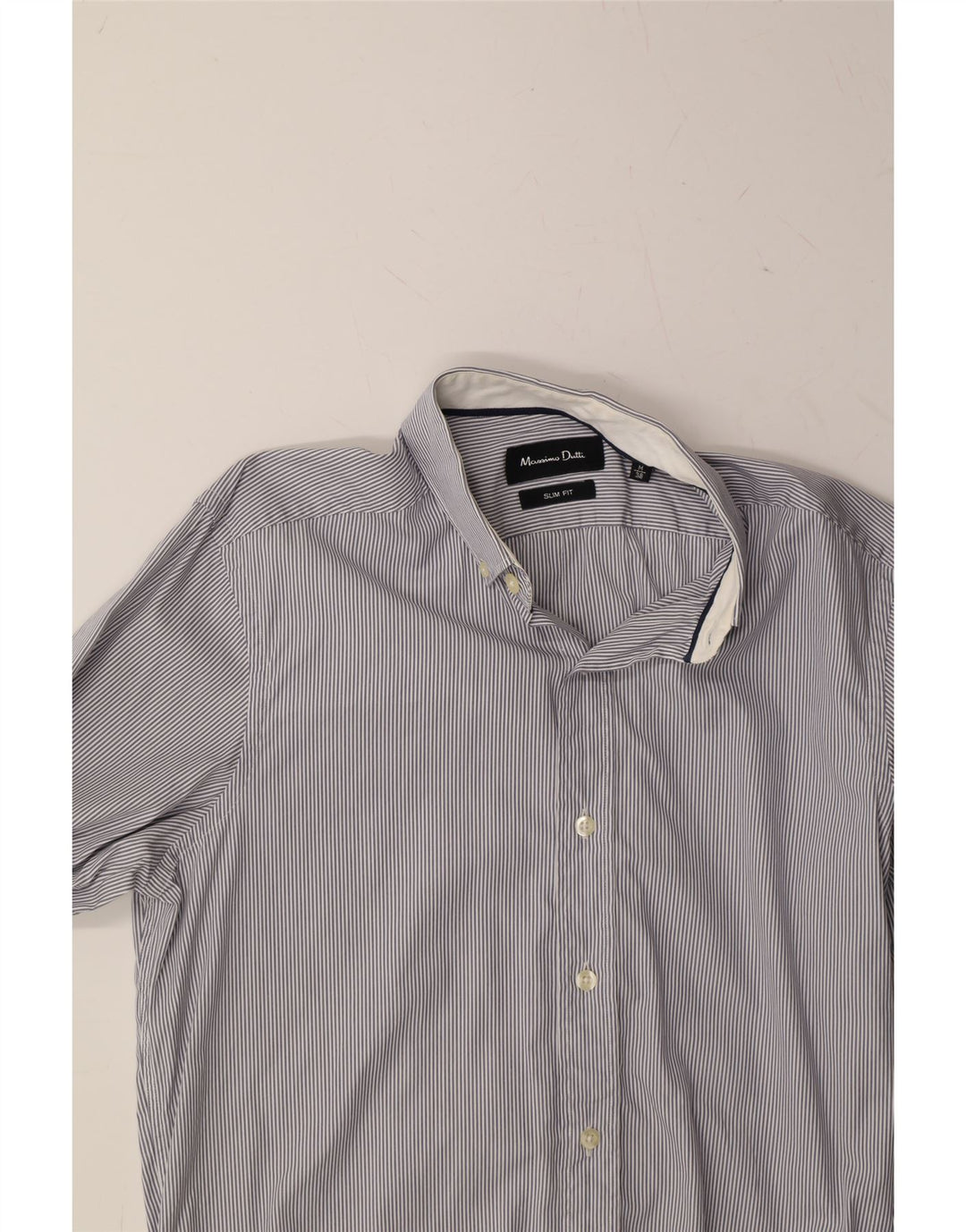 MASSIMO DUTTI Mens Slim Shirt Size 38 Medium Blue Striped Vintage Massimo Dutti and Second-Hand Massimo Dutti from Messina Hembry 