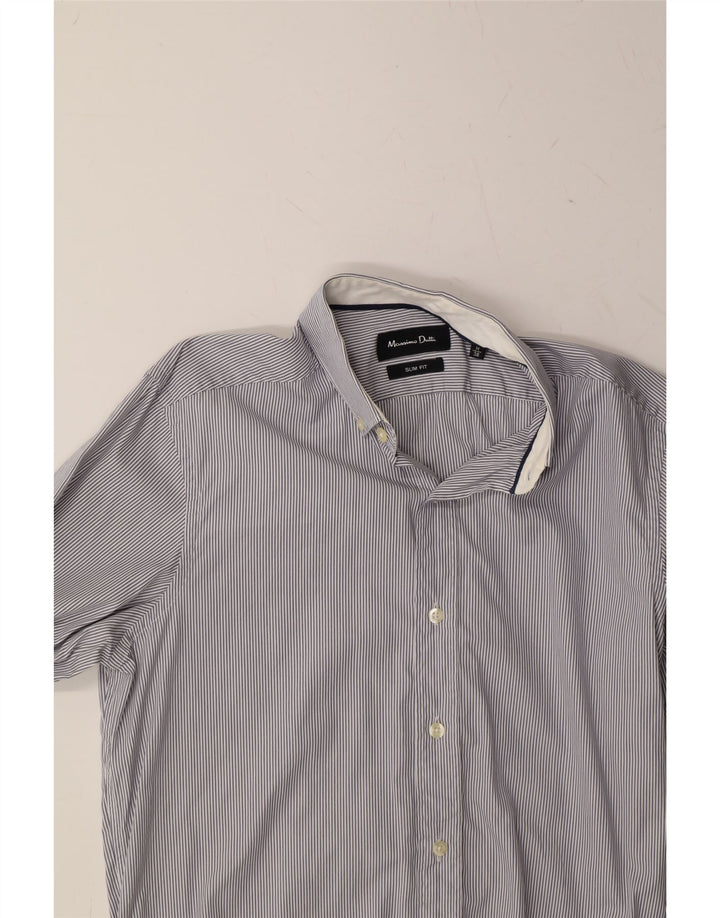 MASSIMO DUTTI Mens Slim Shirt Size 38 Medium Blue Striped Vintage Massimo Dutti and Second-Hand Massimo Dutti from Messina Hembry 