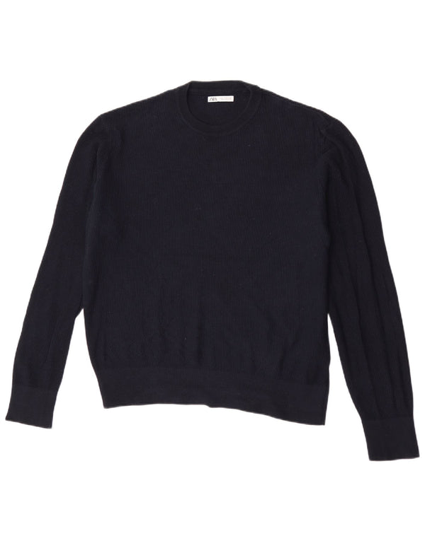 Zara Pull Col Ras Du Cou Homme Bleu Marine Moyen