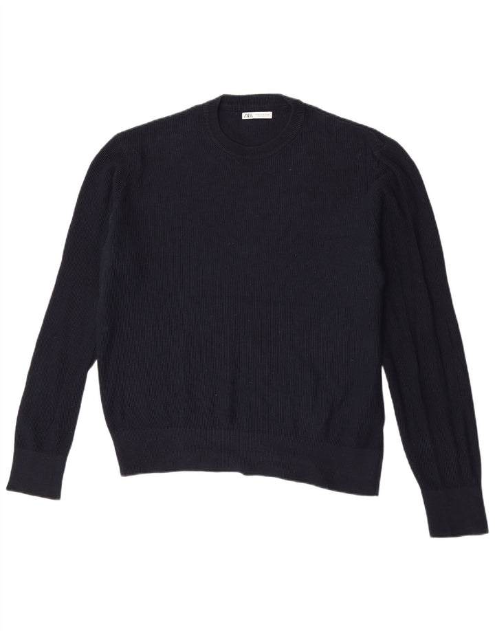 Zara Pull Col Ras Du Cou Homme Bleu Marine Moyen