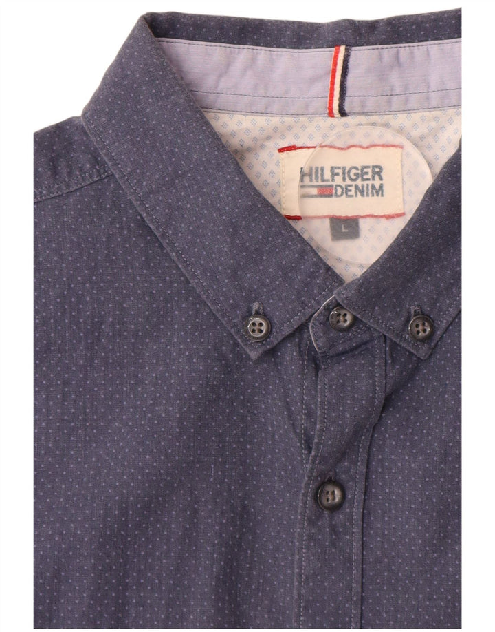 Tommy Hilfiger Chemise à manches courtes pour hommes Large Blue Spotted