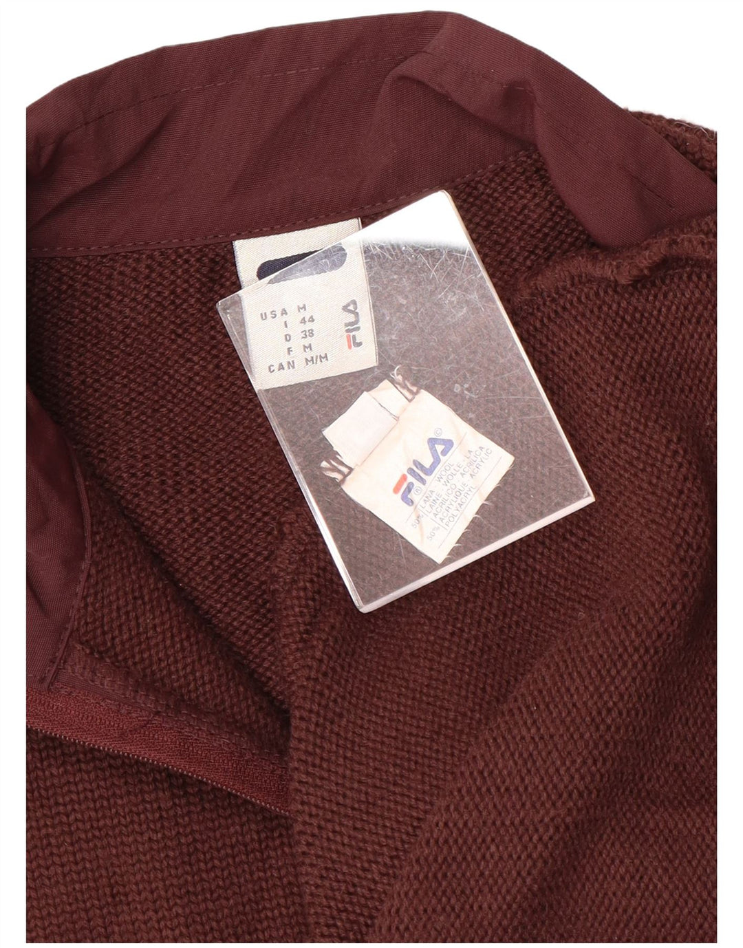 FILA Pull à col zippé pour femme UK 12 Laine marron moyen