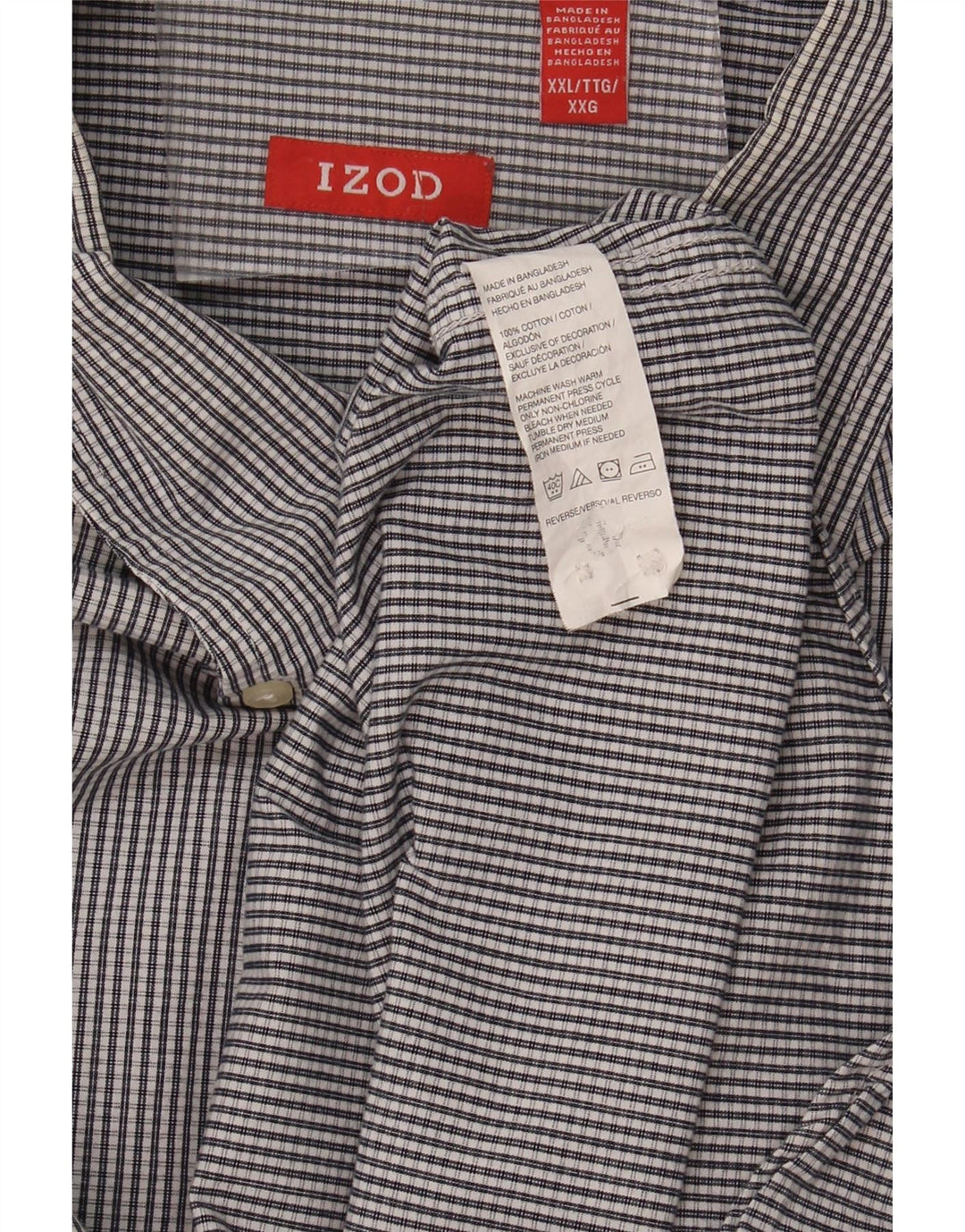 IZOD Mens Shirt 2XL Navy Blue Check Cotton Vintage Izod and Second-Hand Izod from Messina Hembry 