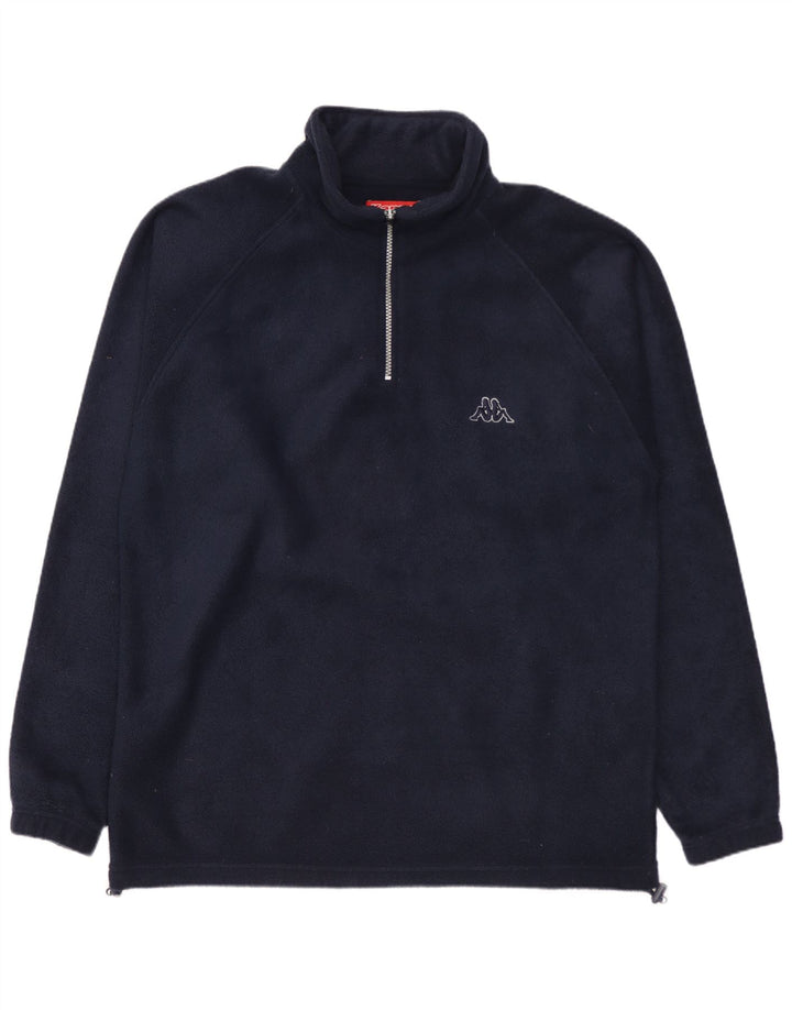 Kappa Pull polaire à col zippé pour homme, grand, bleu marine, polyester