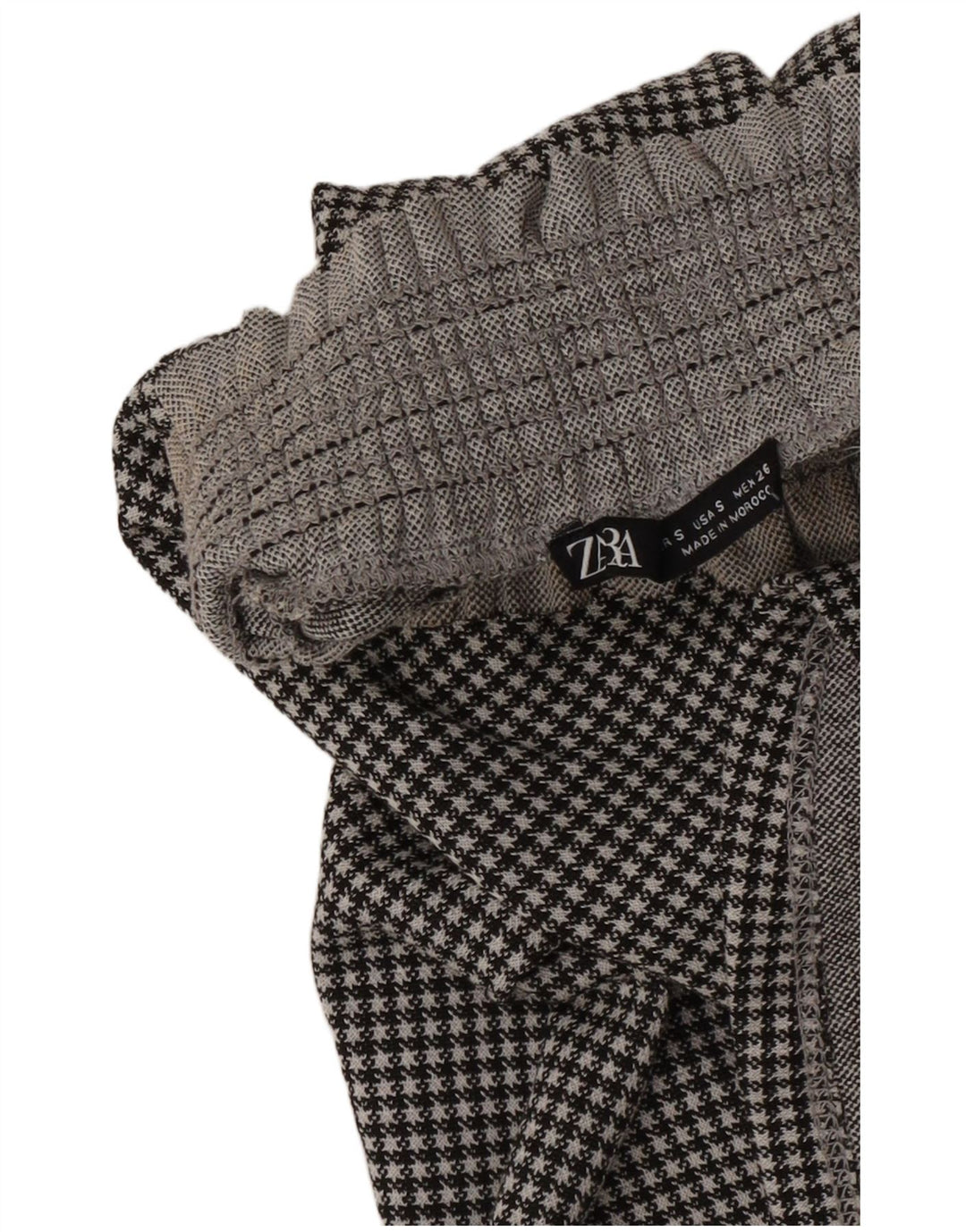 Zara Womens Crop Blouse Top UK 10 Petit pied-de-poule noir