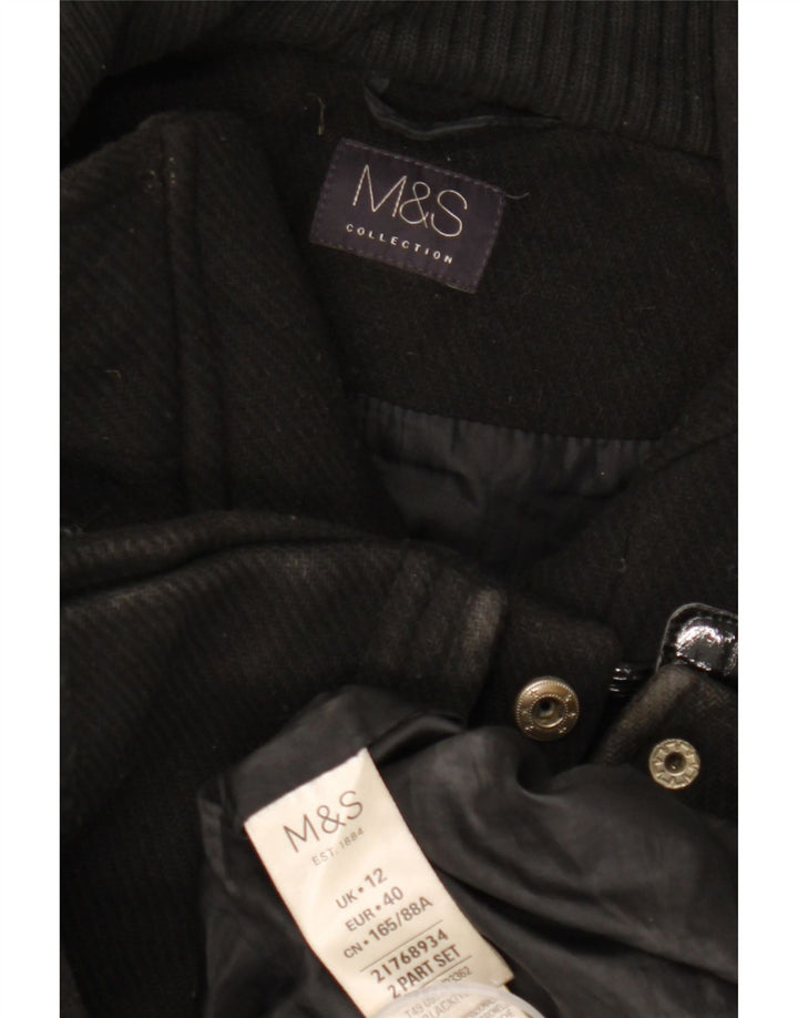 Marks & Spencer Duffle-coat à capuche pour femme UK 12 Medium Noir Polyester