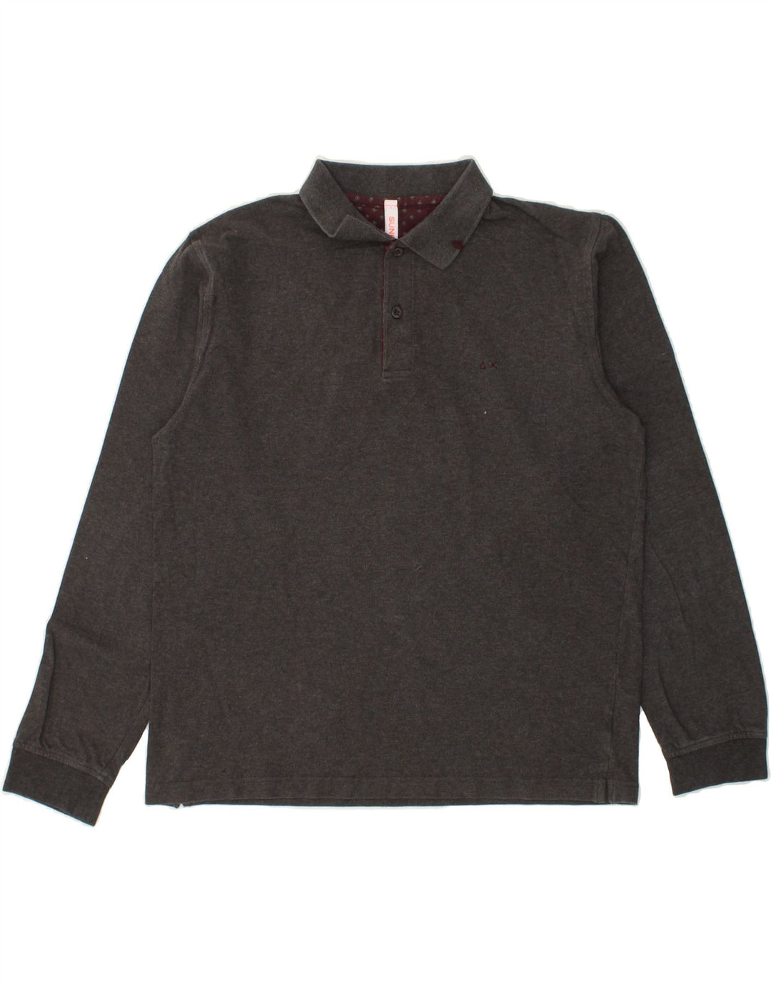 SUN68 Mens Long Sleeve Polo Shirt Large Grey Cotton Vintage Sun68 and Second-Hand Sun68 from Messina Hembry 