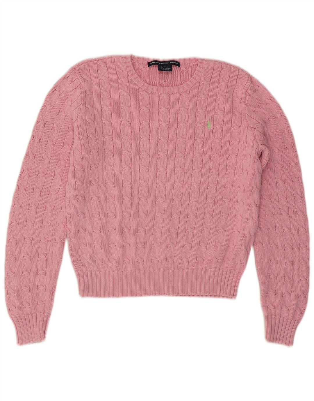 RALPH LAUREN Pull court à col rond pour femme UK 14 Large Rose