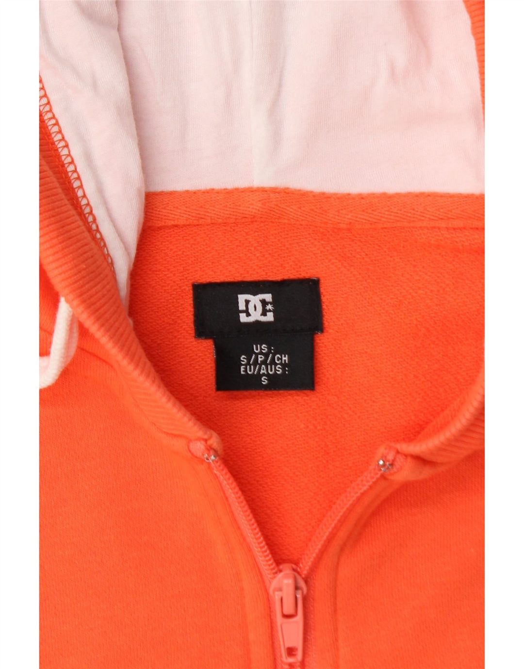 DC Pull à capuche zippé graphique pour femme UK 10 Petit coton orange