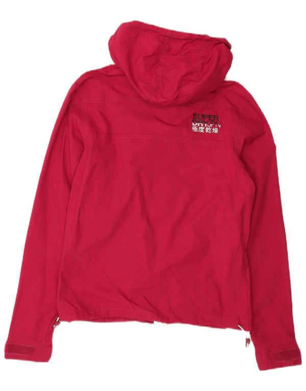 SUPERDRY Veste de pluie à capuche pour femme UK 10 Small Rouge Nylon