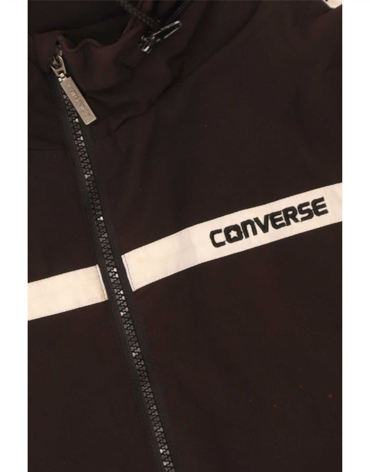 Converse Veste coupe-vent à capuche pour femme UK 14 Medium Noir Colourblock