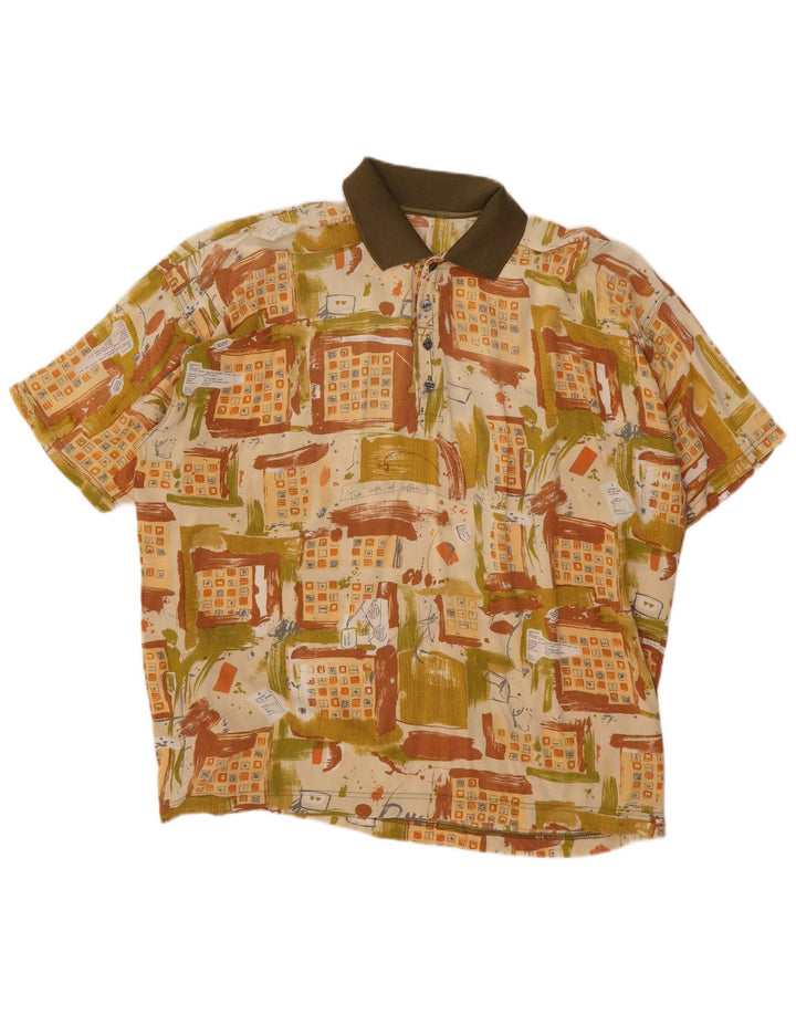 Vintage hommes manches courtes pull chemise 2XL multicolore Patchwork