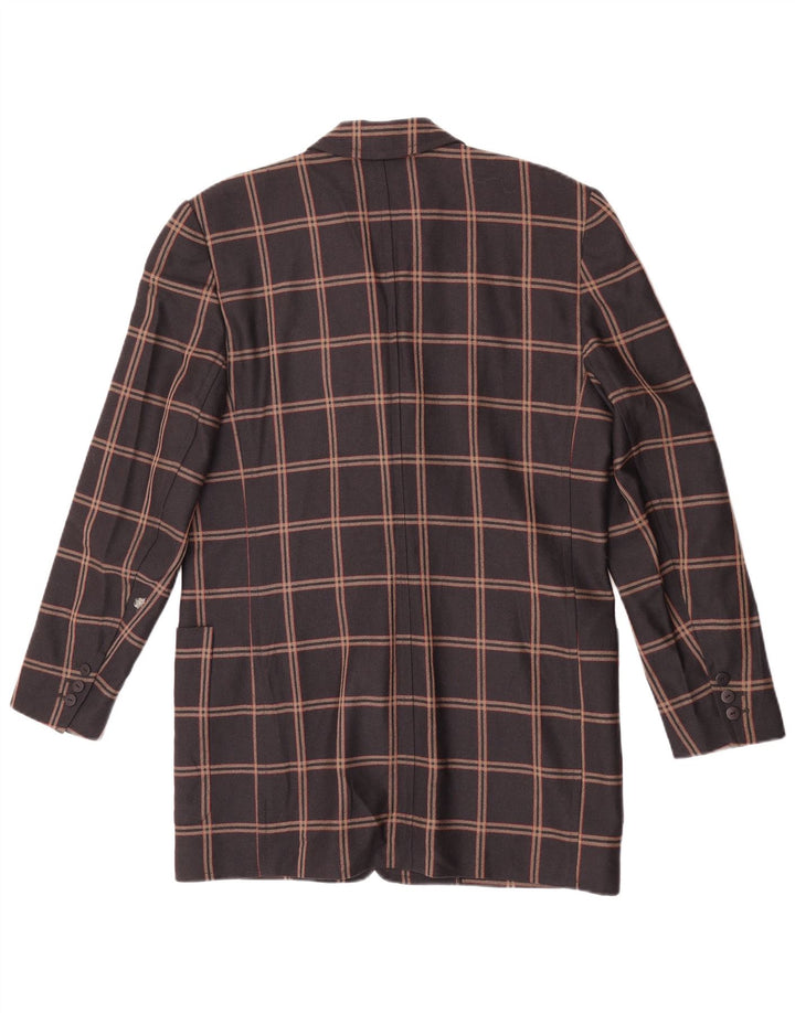 Laurel Veste blazer longue à 3 boutons pour femme EU 40 Marron moyen à carreaux