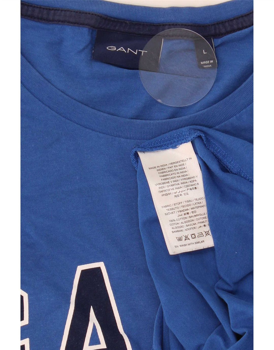 Gant Homme Graphic T-Shirt Top Large Bleu Coton