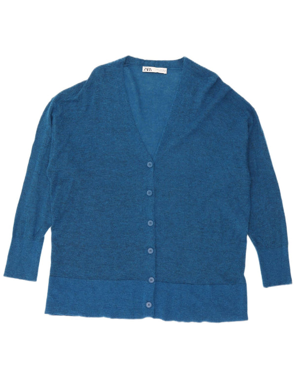 Zara Cardigan surdimensionné pour femme UK 10 Petit Bleu