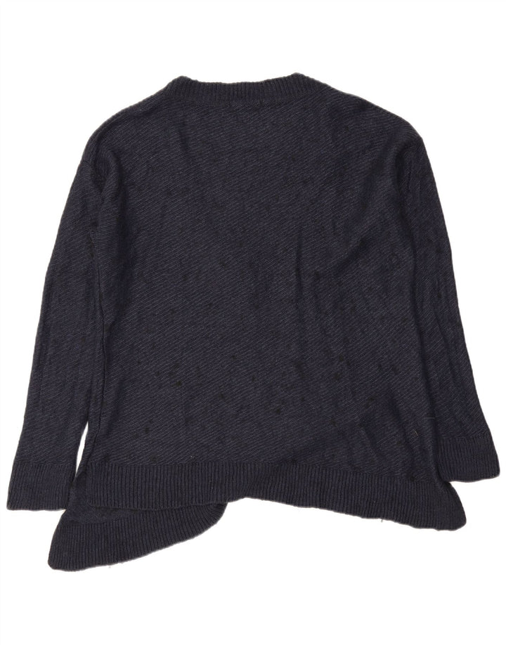 Zara Pull surdimensionné à col en V pour femme UK 14 Bleu marine moyen moucheté