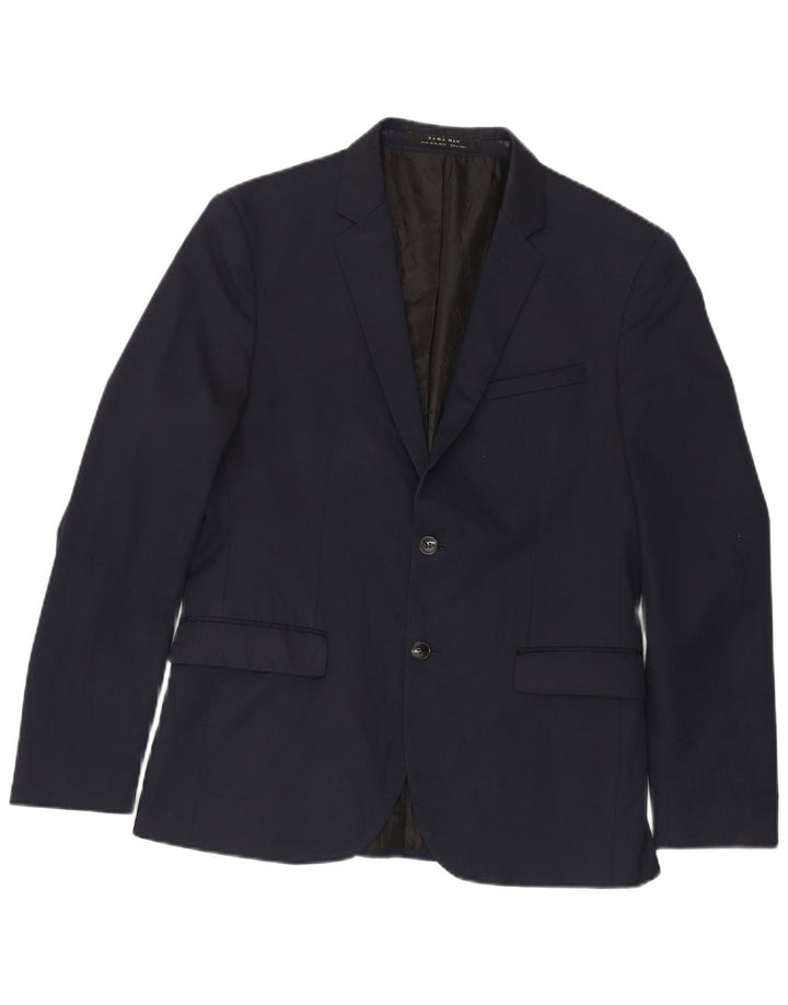 Zara Veste Blazer 2 Boutons Homme EU 52 Large Bleu Marine