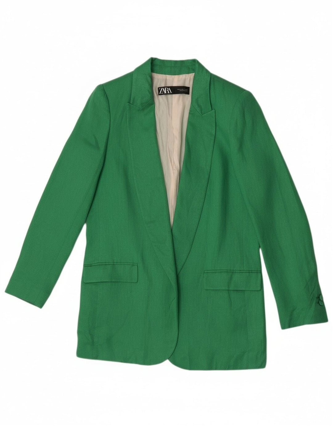 Zara Veste Blazer Ouverte Femme UK 10 Petit Vert