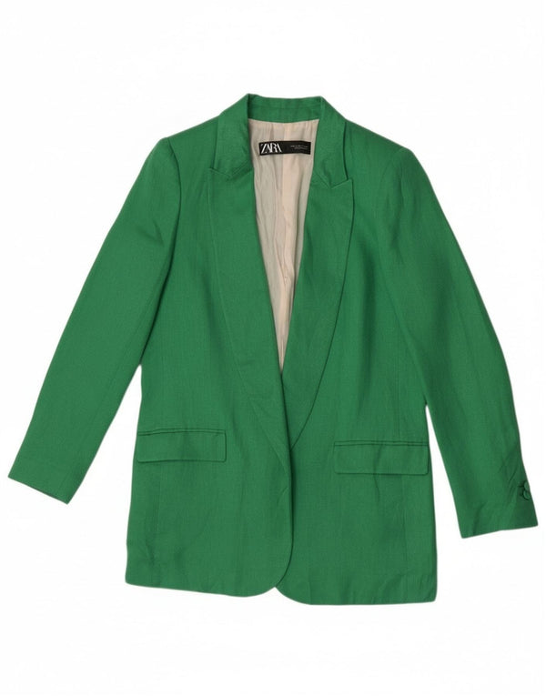 Zara Veste Blazer Ouverte Femme UK 10 Petit Vert