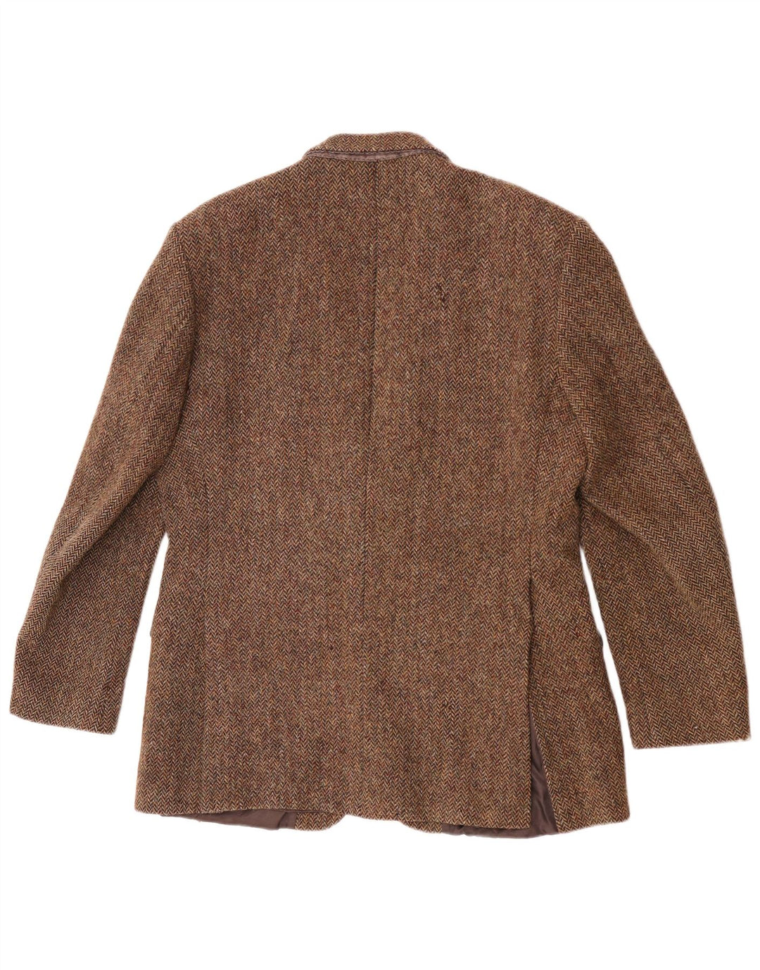 Harris Tweed Veste Blazer 2 Boutons pour Homme UK 40 Grande Laine à Chevrons Marron