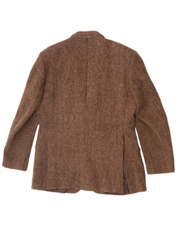 Harris Tweed Veste Blazer 2 Boutons pour Homme UK 40 Grande Laine à Chevrons Marron