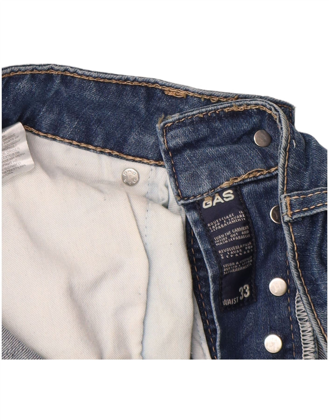 GAS Short en Jean Andrew W33 Homme Bleu Moyen en Coton