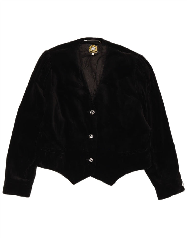 HAMMERSCHMID Veste Blazer 3 Boutons Velours Femme EU 42 Grand Coton Noir