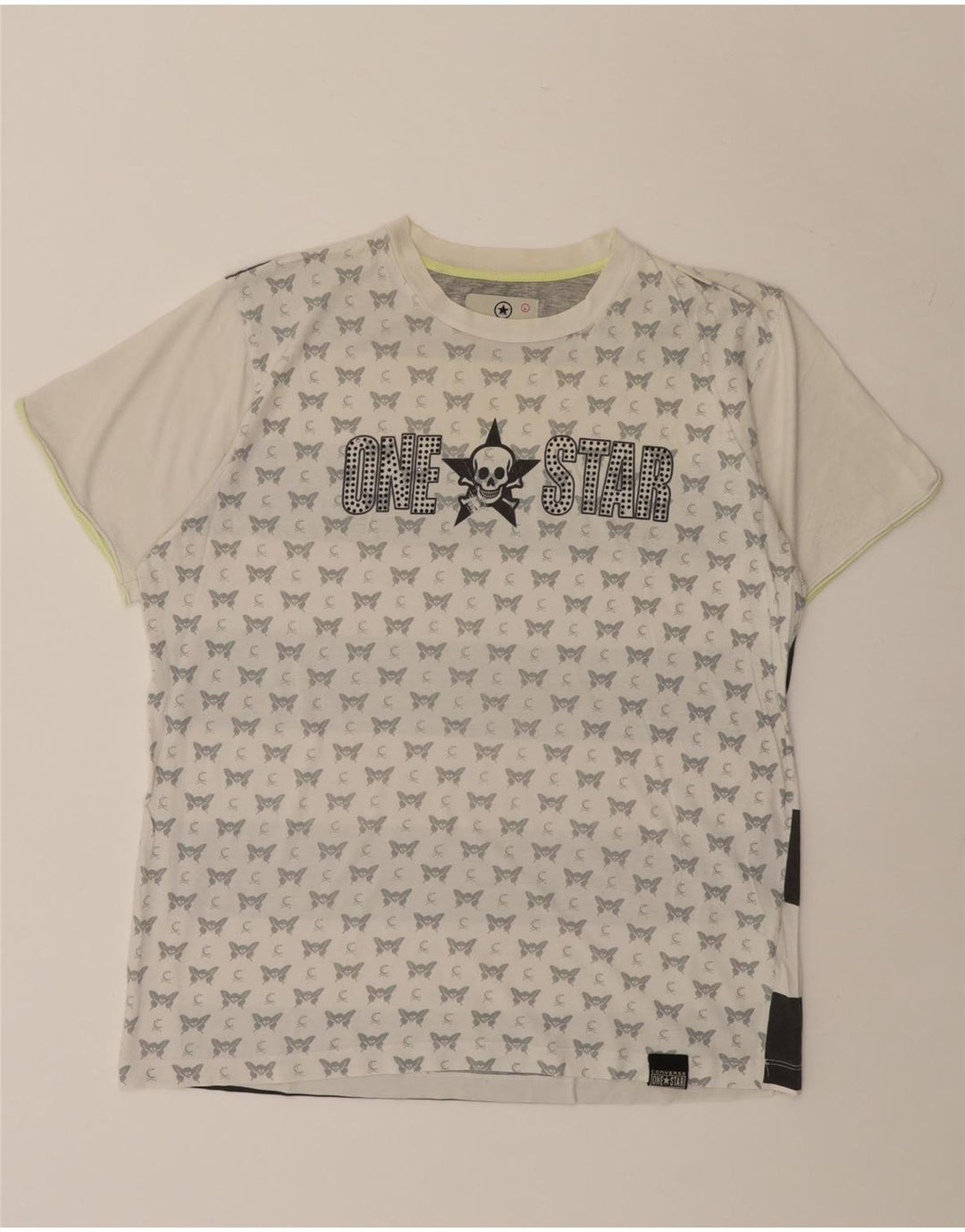 Converse T-shirt graphique pour femme UK 16 Grand coton rayé blanc