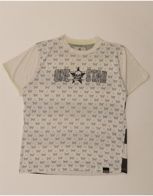 Converse T-shirt graphique pour femme UK 16 Grand coton rayé blanc