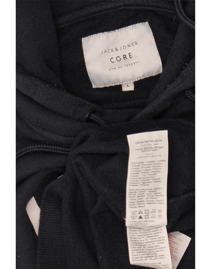 JACK & JONES Pull à capuche graphique pour hommes, grand, bleu marine, polyester