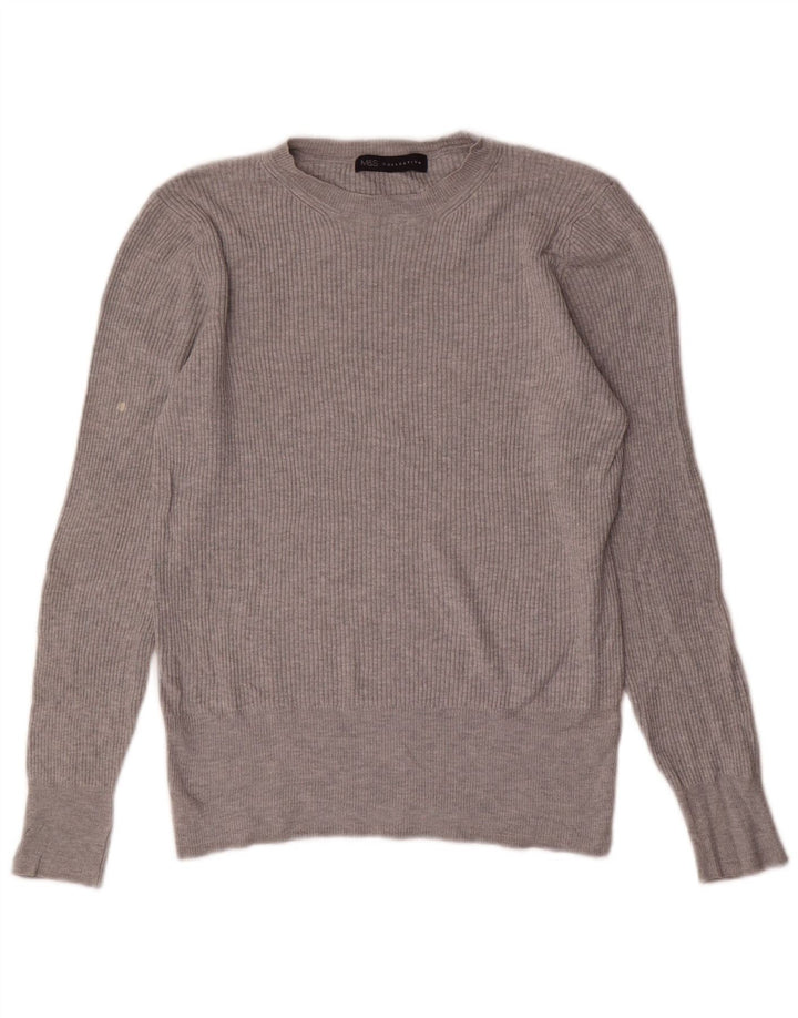 Marks & Spencer Pull ras du cou pour femme UK 12 Gris moyen Viscose