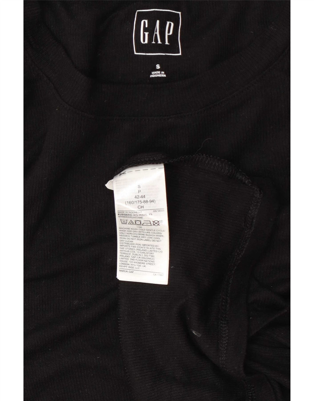 Gap Haut à manches longues pour femme UK 10 Small Noir Modal