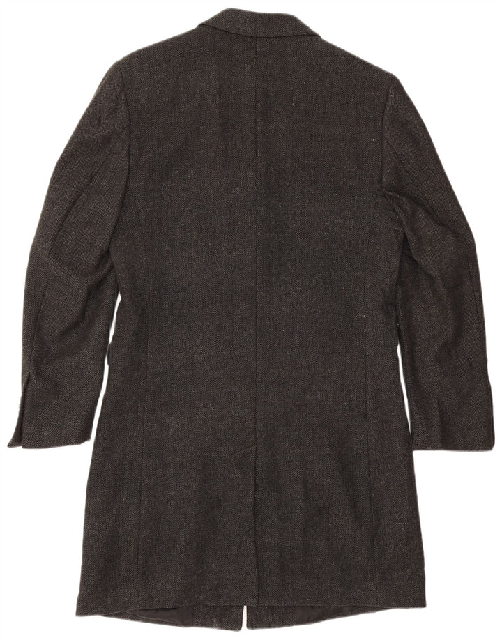 French Connection Manteau Homme UK 38 Laine à Chevrons Gris Moyen