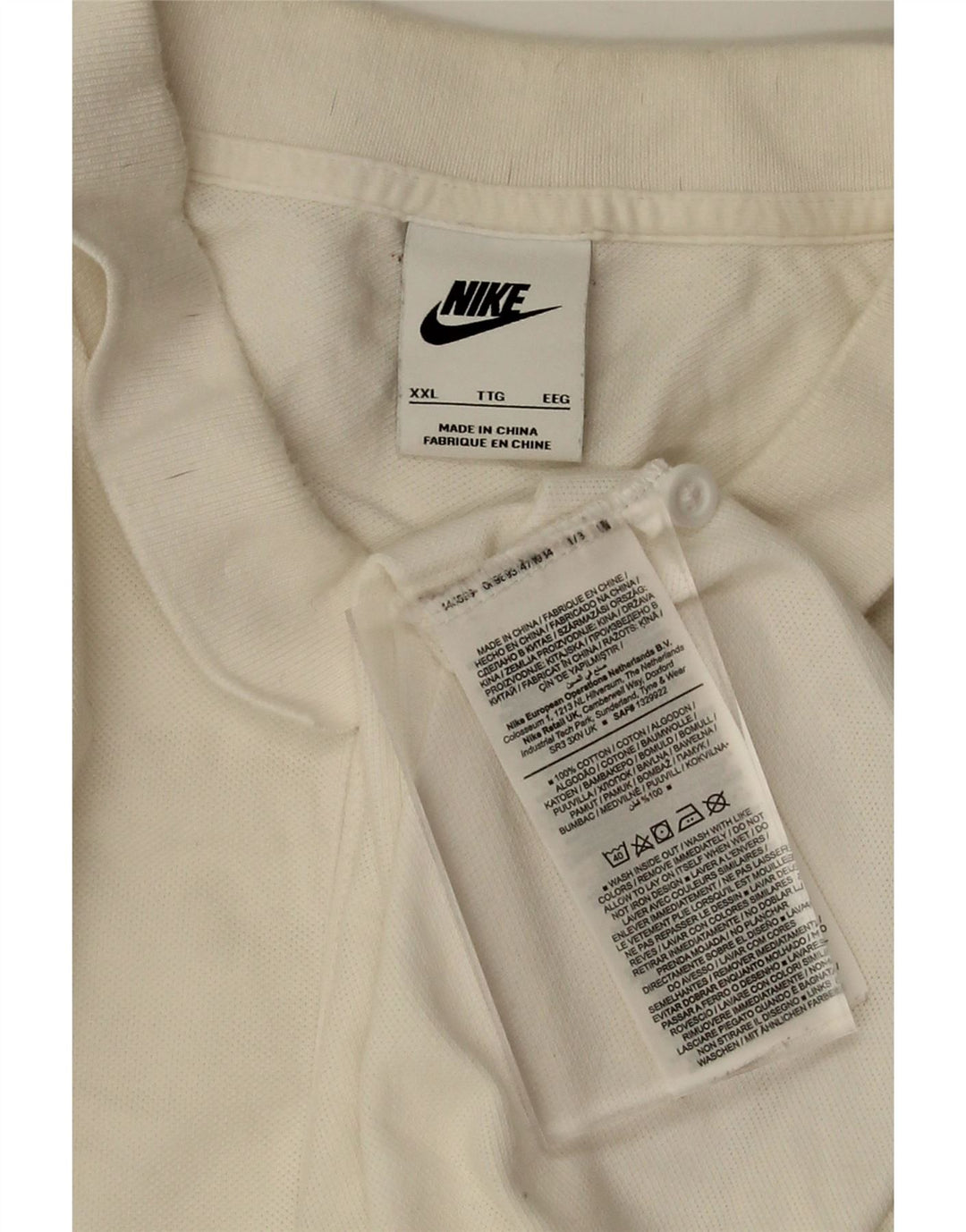 NIKE Mens Polo Shirt 2XL White Cotton
