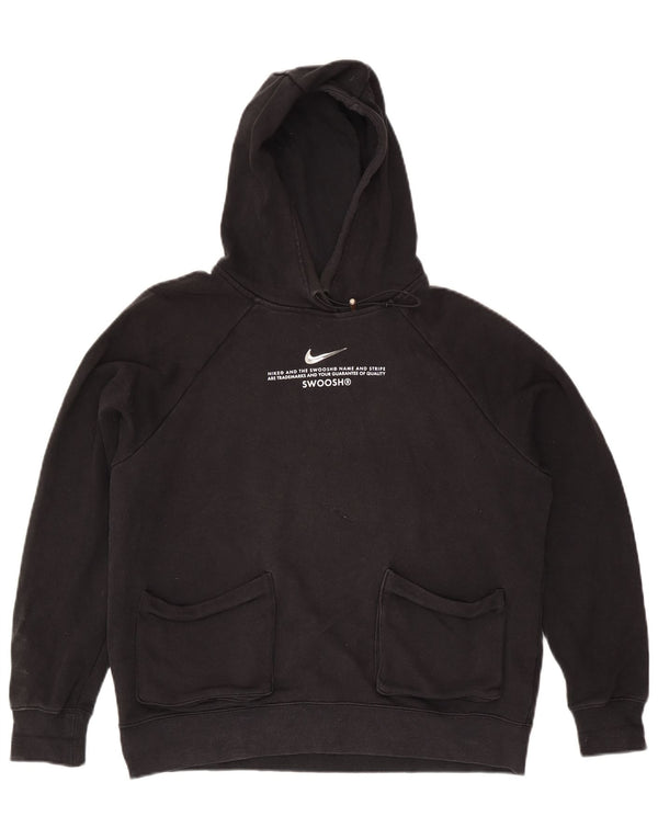 Nike Femme Swoosh Graphic Sweat à capuche surdimensionné UK 14 Noir moyen