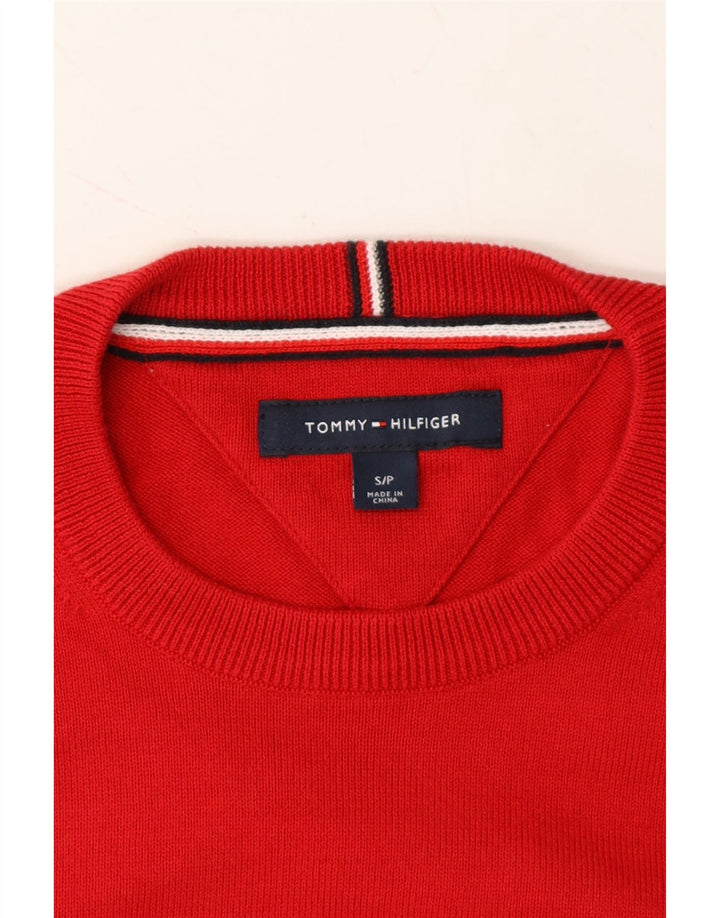 TOMMY HILFIGER Mens Crew Neck Jumper Sweater Small Red Cotton Vintage Tommy Hilfiger and Second-Hand Tommy Hilfiger from Messina Hembry 