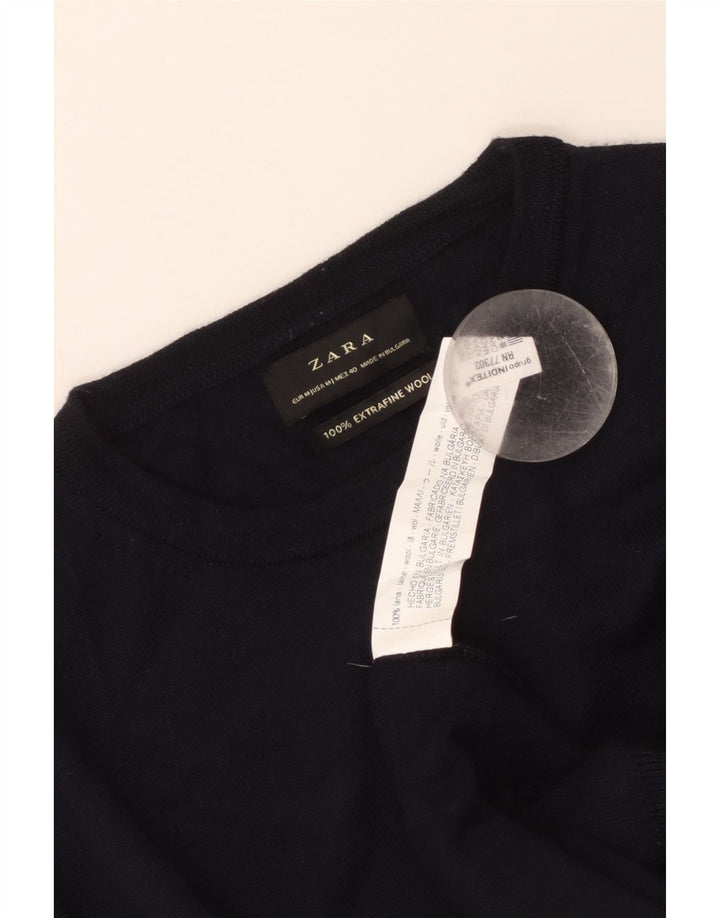 Zara Pull à col rond en laine bleu marine moyen pour homme