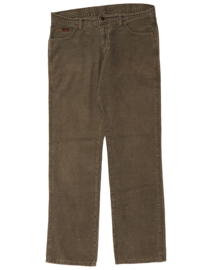 WRANGLER Pantalon droit en velours côtelé Alaska W34 L34 en coton kaki pour homme