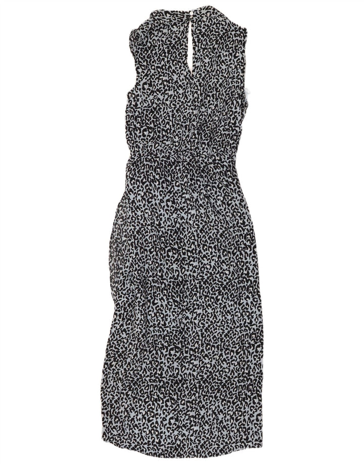 OASIS Robe longue sans manches pour femme UK 10 Petit bleu imprimé animal en polyester